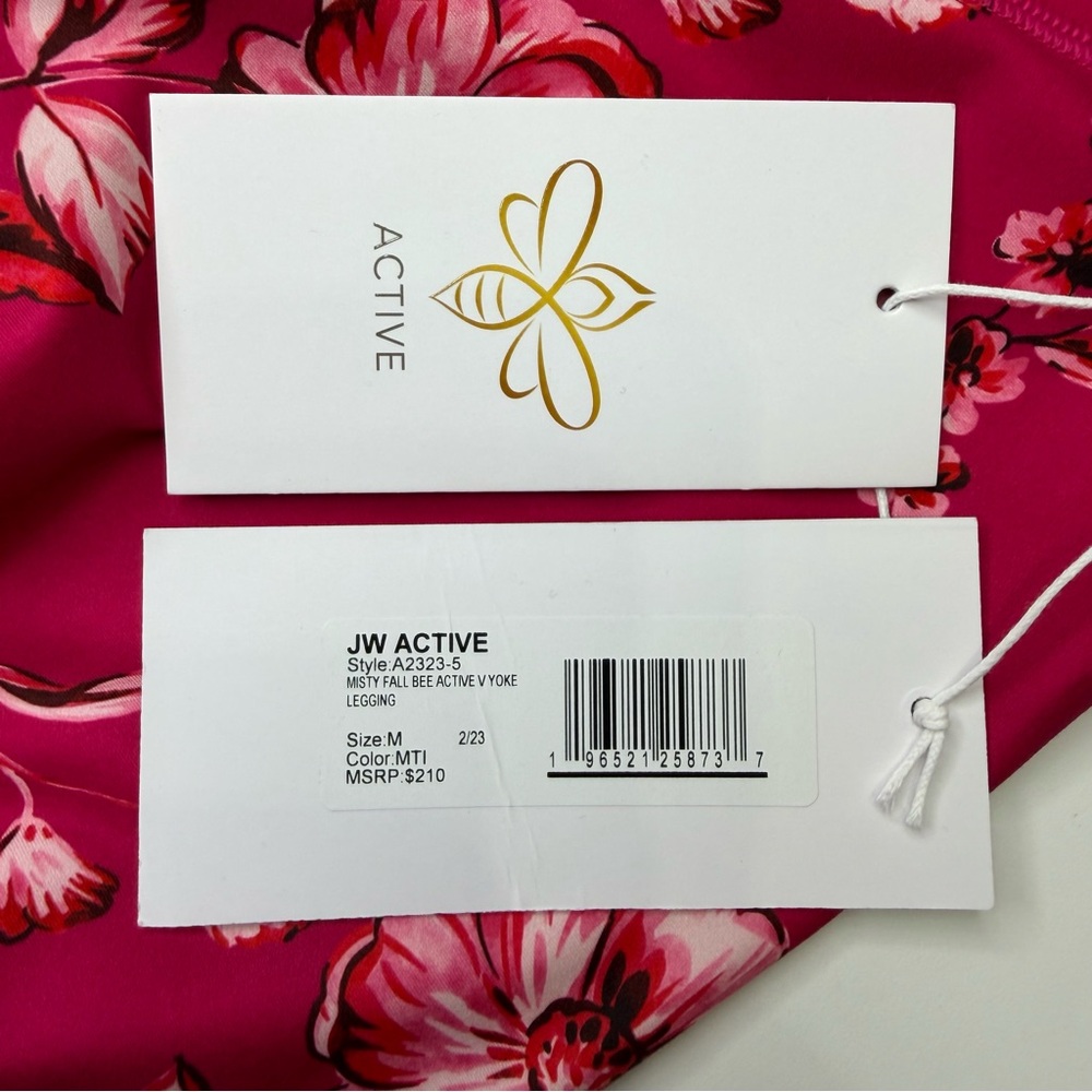Johnny Was Misty Fall Bee Active V-Yoke Pink Floral Leggings, size M. NEW! - Picture 4 of 10
